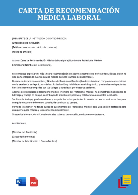 Carta De Recomendación Médica Laboral Descarga En Word 6009