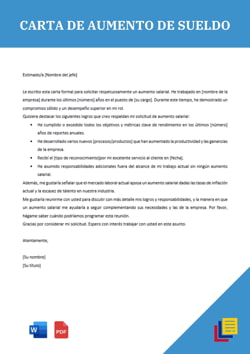 Ejemplo de carta de aumento de sueldo PDF