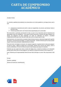 Ejemplo de carta de compromiso académico PDF