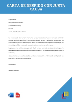 Ejemplo de carta de despido con justa causa PDF