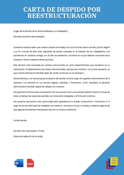 Ejemplo de carta de despido por reestructuración PDF