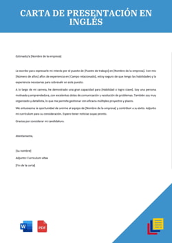 Ejemplo de carta de presentación en inglés PDF