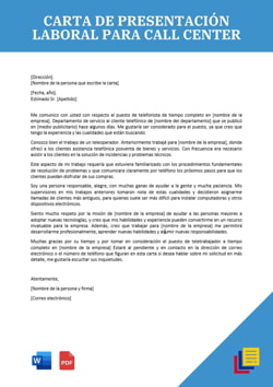 Ejemplo de carta de presentación laboral para call center PDF