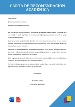 Ejemplo de carta de recomendación académica PDF