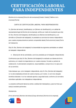 Certificación laboral para independientes en Colombia