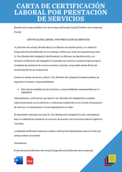 Ejemplo de carta de certificación laboral por prestación de servicios