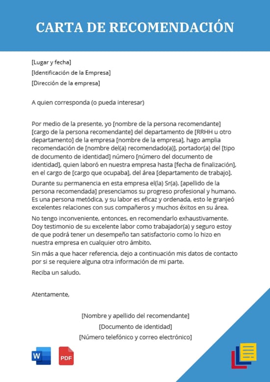 Carta De Recomendación Descarga Ejemplos Y Modelo 4439